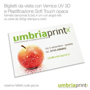 Biglietti da visita con UV 3D selettivo e plastificazione soft touch - UmbriaPrint