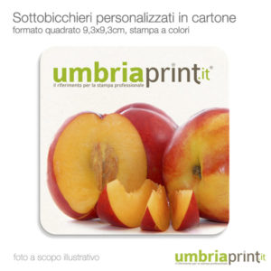 UmbriaPrint - sottobicchieri quadrati in cartone vegetale personalizzati a colori