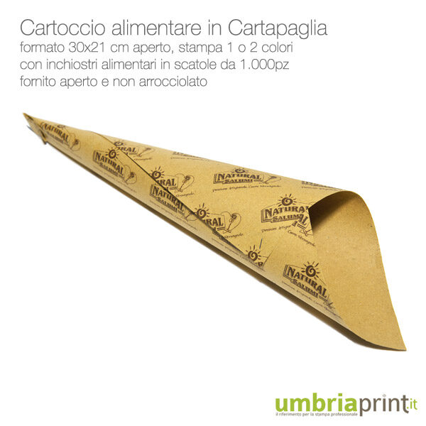 UmbriaPrint.it - cartoccio stampato ad 1 colore su cartapaglia e chiusura con punto metallico
