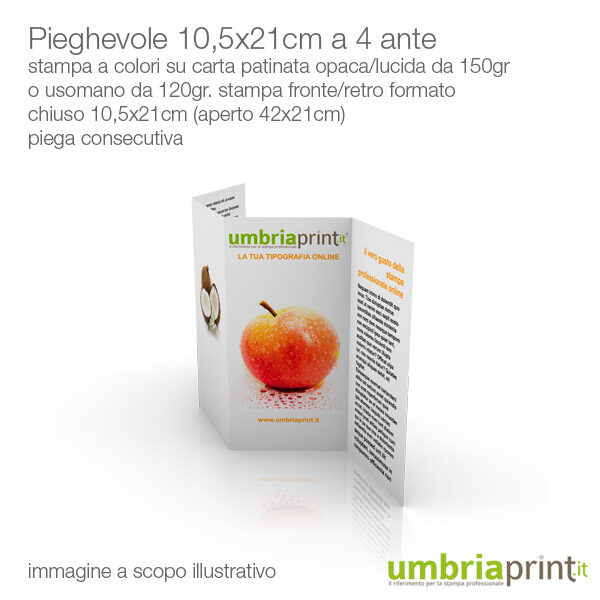 Stampa pieghevole 10,5x21 a 4 ante piega consecutiva - UmbriaPrint