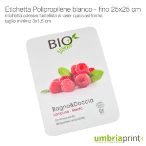 Etichette polipropilene bianco personalizzate 25x25cm - UmbriaPrint