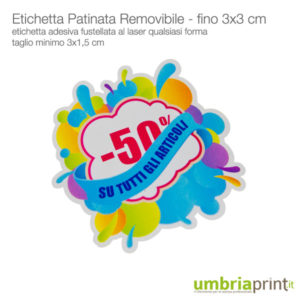 Etichette removibili personalizzate 3x3cm - UmbriaPrint