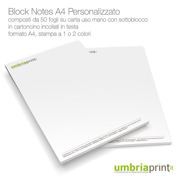 Block Notes A4 stampa tipografica personalizzata