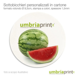 UmbriaPrint - sottobicchieri rotondi in cartone vegetale personalizzati a colori di spessore 1,5 mm
