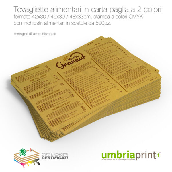 Tovaglietta carta paglia stampa 2 colori - IL VECCHIO GRANAIO - UmbriaPrint.it